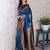 Teal ethnic motifs zari silk blend banarasi saree