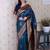 Teal ethnic motifs zari silk blend banarasi saree