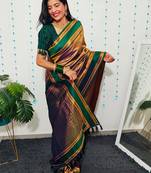 Grey grey woven design ready to wear banarasi saree