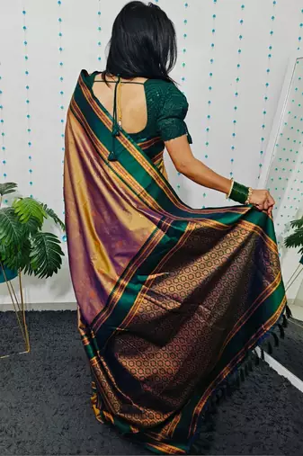 Grey grey woven design ready to wear banarasi saree
