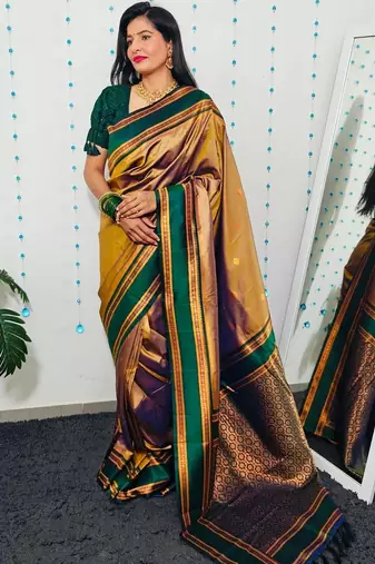 Grey grey woven design ready to wear banarasi saree