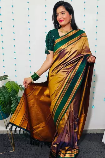 Grey grey woven design ready to wear banarasi saree