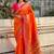 Orange woven design zari silk blend heavy work paithani saree