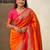 Orange woven design zari silk blend heavy work paithani saree