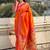 Orange woven design zari silk blend heavy work paithani saree