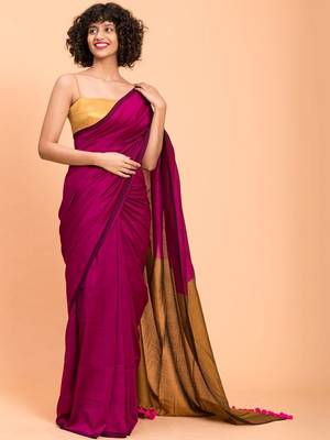Magenta khadi saree 1
