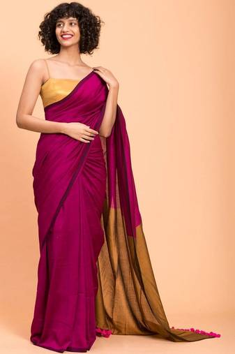 Magenta khadi saree