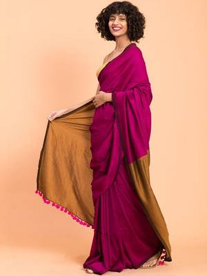 Magenta khadi saree 2