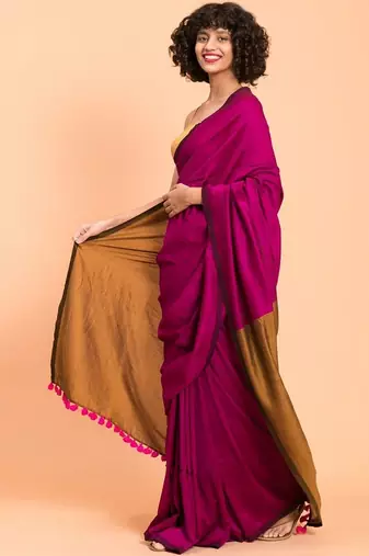 Magenta khadi saree
