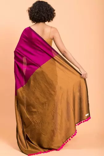 Magenta khadi saree