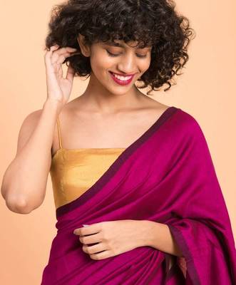 Magenta khadi saree 4