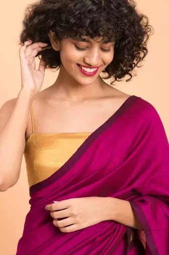 Magenta khadi saree