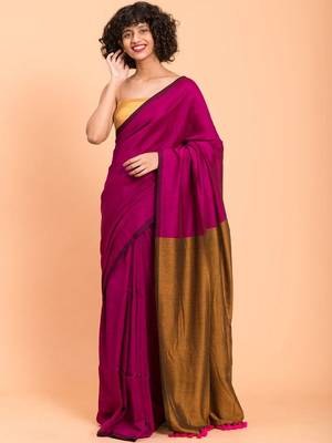 Magenta khadi saree 5