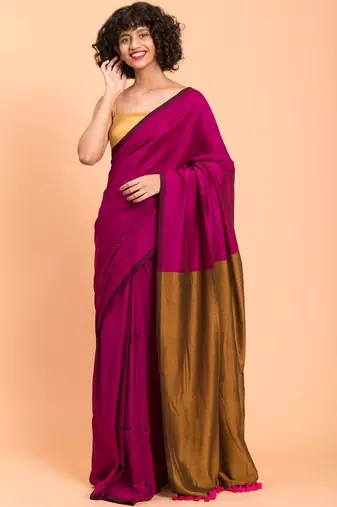 Magenta khadi saree