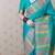 Teal ethnic motifs zari silk blend handloom kanjeevaram saree