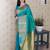 Teal ethnic motifs zari silk blend handloom kanjeevaram saree