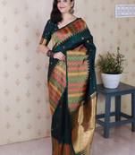 Green woven design zari silk blend handloom kanjeevaram saree