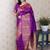 Purple woven design zari silk blend kanjeevaram saree