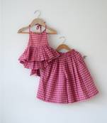 Pink hand block printed cotton top and pallazo set