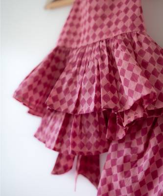 Pink hand block printed cotton top and pallazo set 3