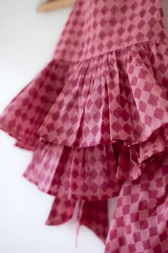 Pink hand block printed cotton top and pallazo set