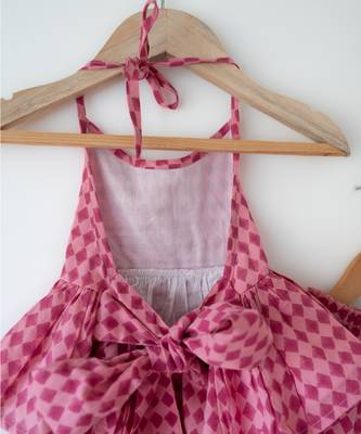 Pink hand block printed cotton top and pallazo set 4