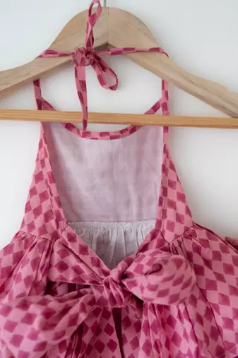 Pink hand block printed cotton top and pallazo set