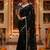 Black embellished embroidered satin saree with beads and stones