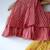 Pink and yellow hand block printed cotton choli and skirt lehenga set