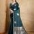 Teal ethnic motifs zari satin banarasi saree