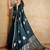 Teal ethnic motifs zari satin banarasi saree