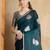 Teal ethnic motifs zari satin banarasi saree