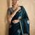 Teal ethnic motifs zari satin banarasi saree