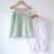 Green and white hand block printed cotton top dhoti and dupatta set