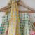 Green and white hand block printed cotton top dhoti and dupatta set