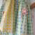 Green and white hand block printed cotton top dhoti and dupatta set