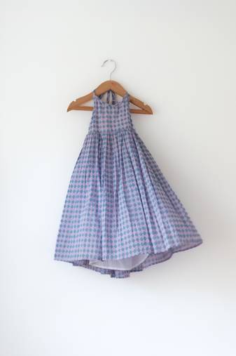 Purple hand block printed cotton maxi frock dress