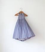 Purple hand block printed cotton maxi frock dress