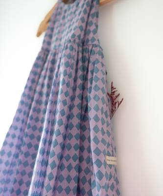 Purple hand block printed cotton maxi frock dress 4