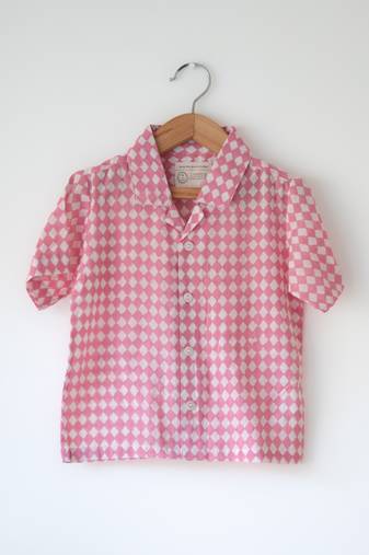 Pink hand block printed cotton shirt