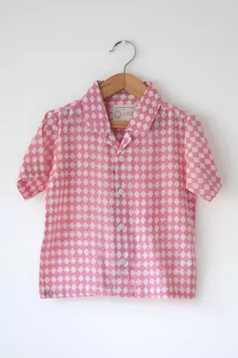 Pink hand block printed cotton shirt