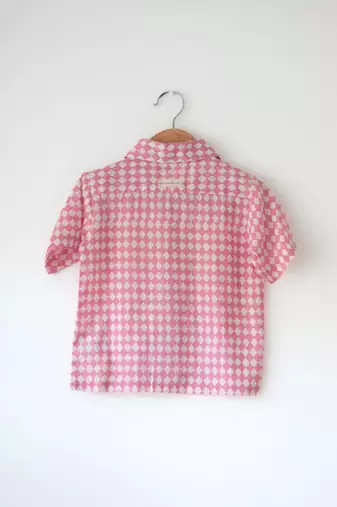 Pink hand block printed cotton shirt