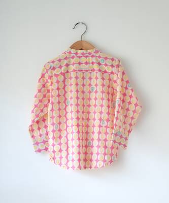 Pink monstera hand block printed cotton kurta 2