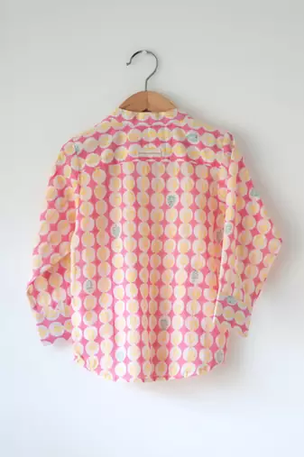 Pink monstera hand block printed cotton kurta