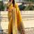 Yellow kalamkari zari silk blend designer banarasi saree
