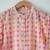Pink monstera hand block printed cotton kurta