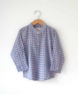 Purple hand block printed cotton kurta 1