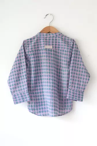 Purple hand block printed cotton kurta