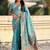 Turquoise warli embroidered silk blend designer banarasi saree