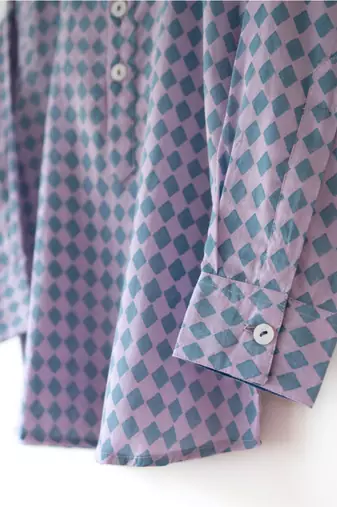 Purple hand block printed cotton kurta